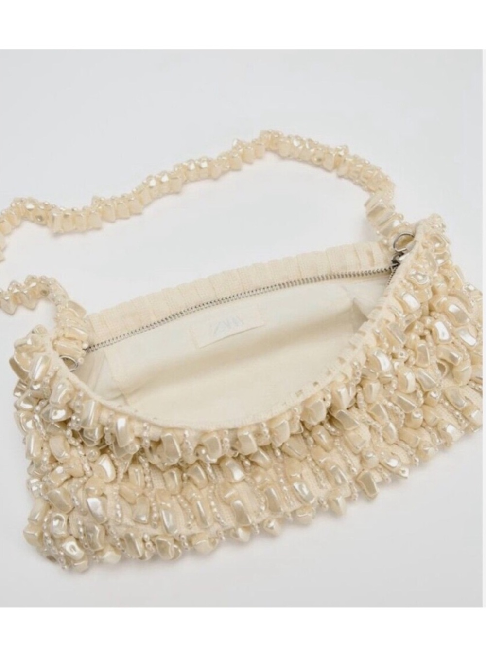 Zara pearl shoulder bag shell summer handbag purse beach beaded 6281/410 ecru - Picture 9 of 10